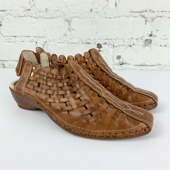 Pikolinos Romana Slingback Woven Weave Leather Slip On Loafer Heels 38 - Picture 1 of 14